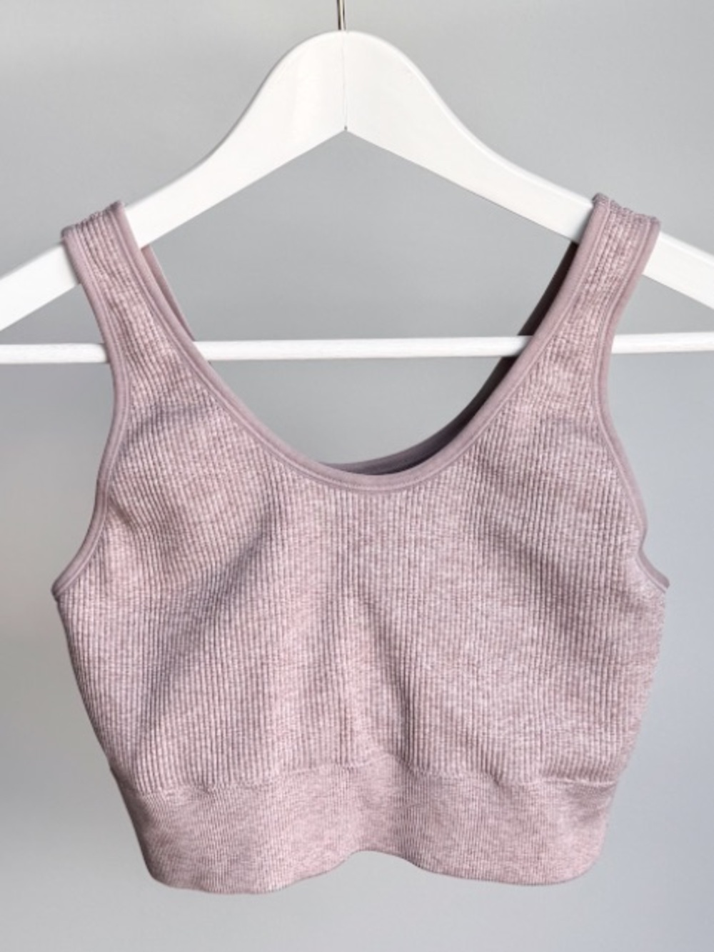 Aerie Seamless Ribbed Crop Tank Top / Sports Bra Grey Mauve Neutral XL